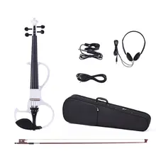 Электрическая скрипка NAOMI 4/4+ бант+ чехол+ канифоль+ мост+ кабель+ Тихая Скрипка для наушников-белый