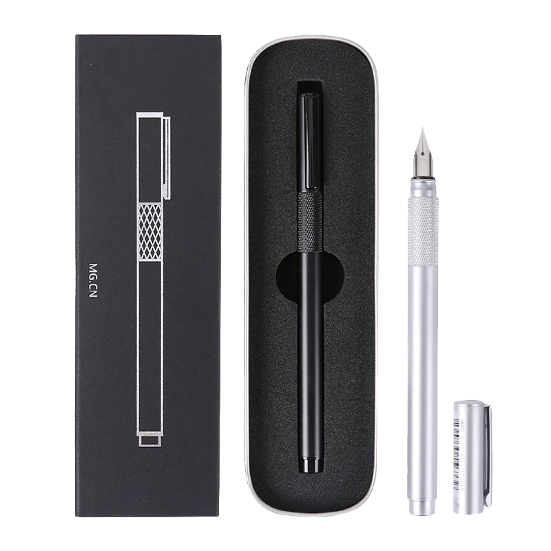 Ручка перьевая металлическая с серебристым зажимом 0 38 мм|fountain pen 0.38mm|metal fountain penink |