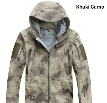 Открытый водонепроницаемый жесткий корпус Военная тактическая куртка для мужчин камуфляж с капюшоном Hardshell тонкий печать клей ветровка пальто Топы - Цвет: AU