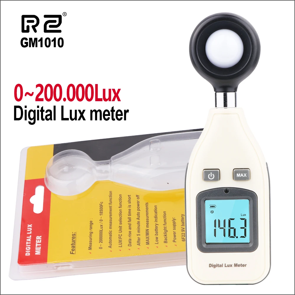 

RZ Split Digital Light Luxmeter Meters 0- 20000 Lux Illuminometer Luminometer Photometer Lux/FC LM Tester GM1010