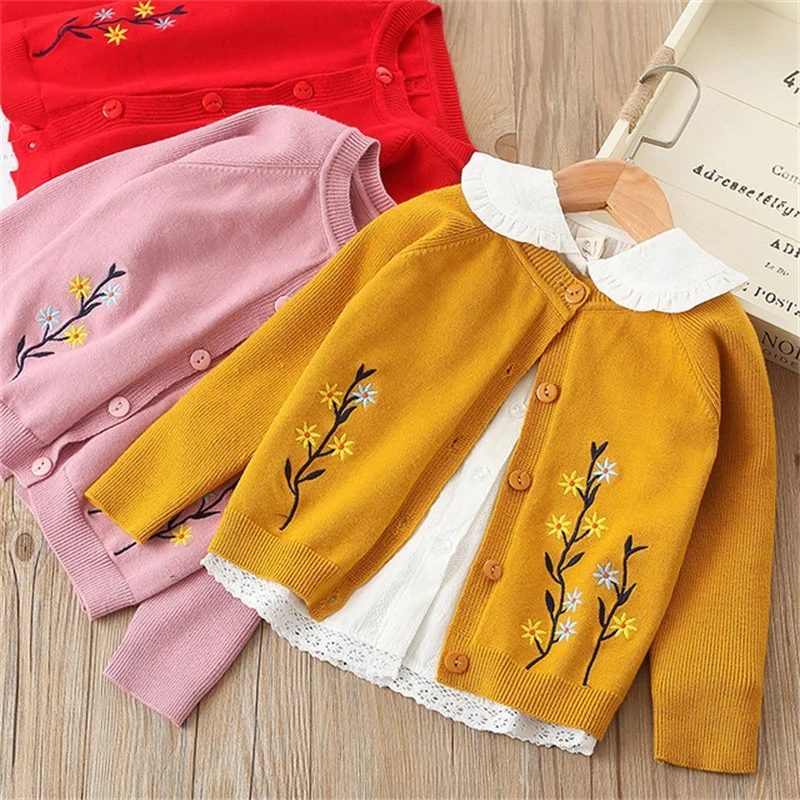 

kids Sweater Cardigan thick cotton knitted Girls Sweater Jacket pink knitting Coat Toddler Cardigan for Girl kids Clothes