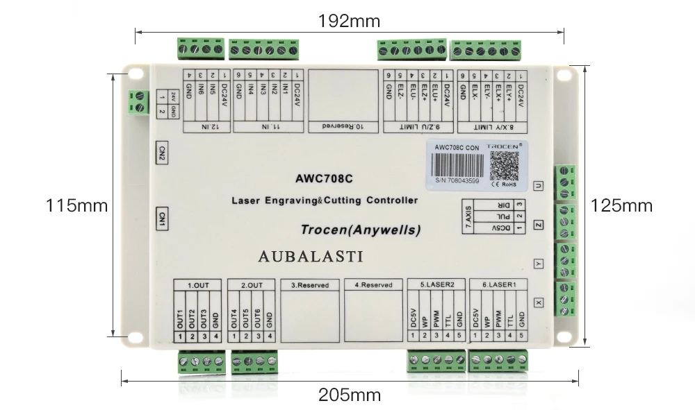 Aubalasti Trocen Anywells AWC708C Lite C02 лазерного контроллера Системы для машинка для лазерной гравировки и резки заменить AWC608C
