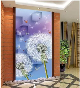 

3d wallpaper custom photo Butterfly dandelion flying porch living room home decor 3d walls murals wallpaper for walls 3 d