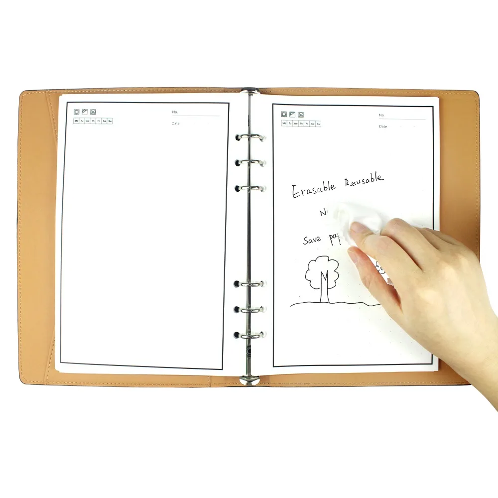 Tanie NEWYES A5 Smart kasowalna notatnik czarna skóra wielokrotnego użytku drut związany wymienny papier pamiętnik notatnik fala chmura notatnik 2019 prezent