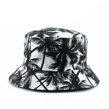 Панама, шляпа-Панама Для мужчин Для женщин летние Реверсивный Кепка с покрывалом с рисунком в виде кокосового дерева chapeau Боб шляпа в стиле «хип-хоп» без полей для мужчин, рыбалка, рыбак шляпа