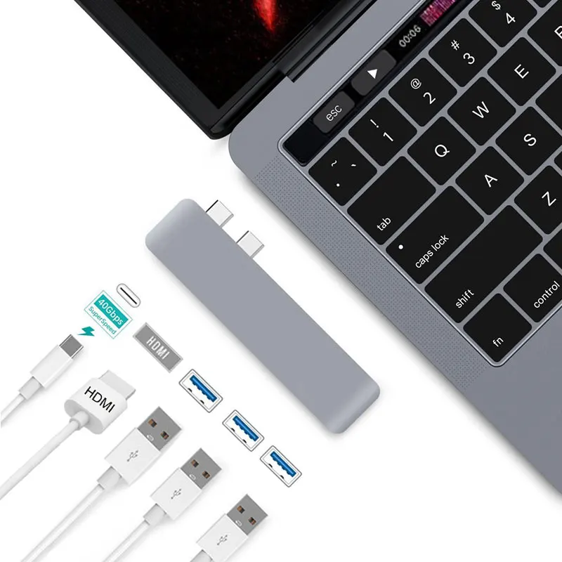 EASYA оптовая продажа Thunderbolt3 USB C концентратор к HDMI адаптер USB 3,0 концентратор с PD USB разветвитель для Macbook Pro 2018 тип-c 10 шт./лот