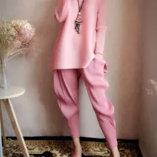 Miyake fold водолазка с длинными рукавами Однотонная футболка