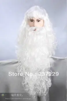 

Wholesale price FREE SHIPPING ^^^^-Amazing Snowy White Santa Claus Beard + Wig { A Set Of } Christmas Day Adorn