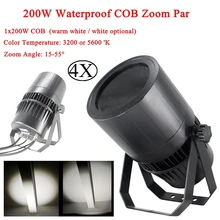 4 шт./лот COB Par 15-55 градусов IP65 Водонепроницаемый 250 Вт COB Zoom Par огни теплый белый/белый опционально для дискотеки Свадебные DJ Вечерние