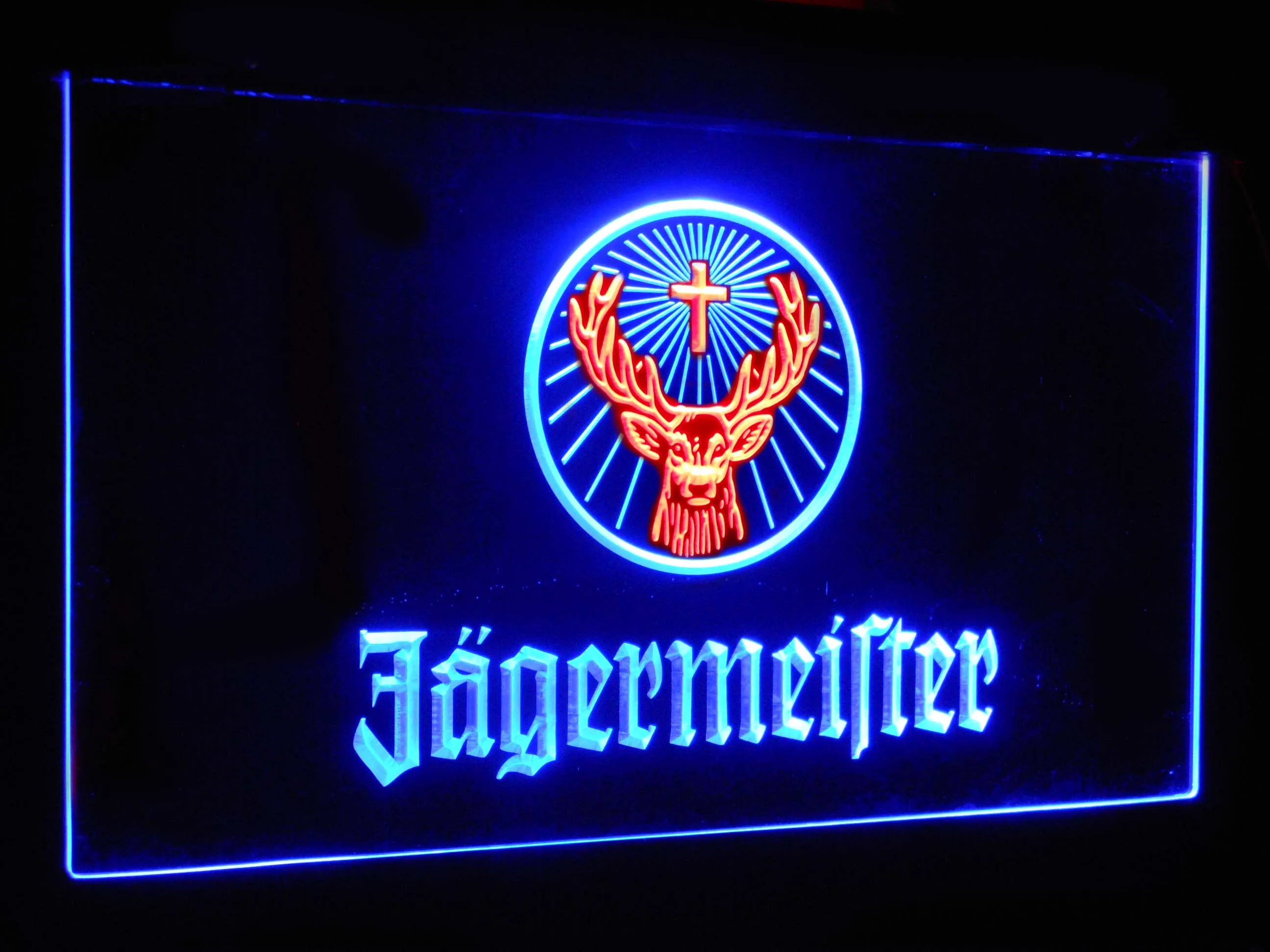 Jagermeister голова оленя двойной цвет светодиодный неоновый светильник вывески st6-a0288 - Цвет: Red and Blue