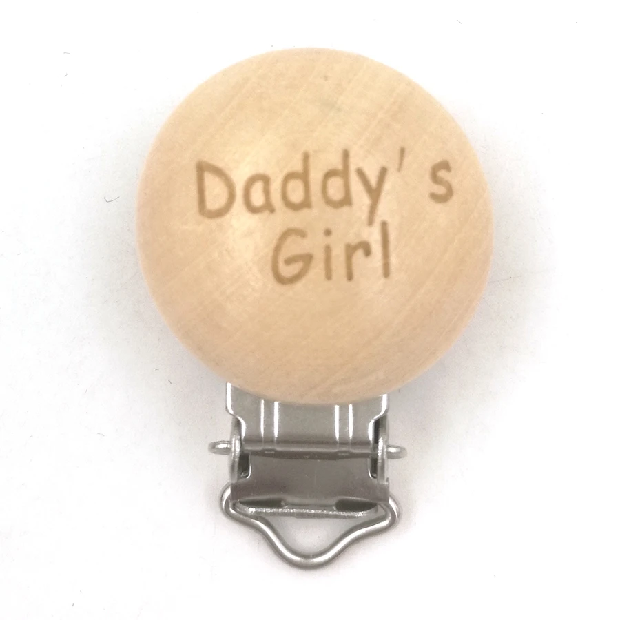 20 x wooden paci clip Daddy's girl engraved letter customized pacifier