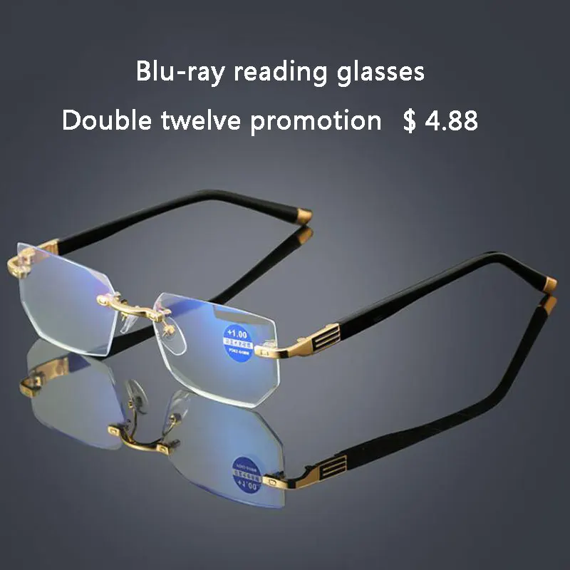 

BOYSEEN Rimless reading glasses Men Metal Readers Women magnification ready-made Eyewear 1.00 1.50 2.00 2.50 3.50 821