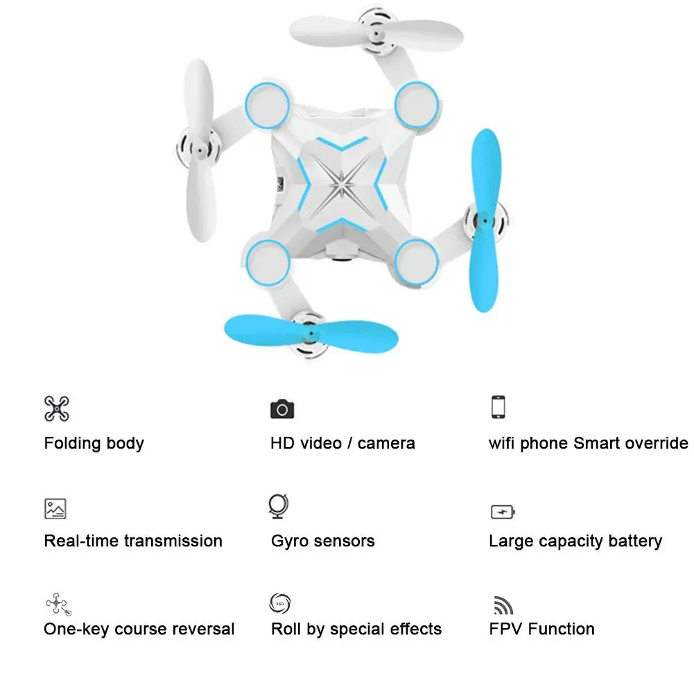 Мини Дрон с дистанционным управлением Квадрокоптер камерой FPV Wi Fi Iphone и пультом