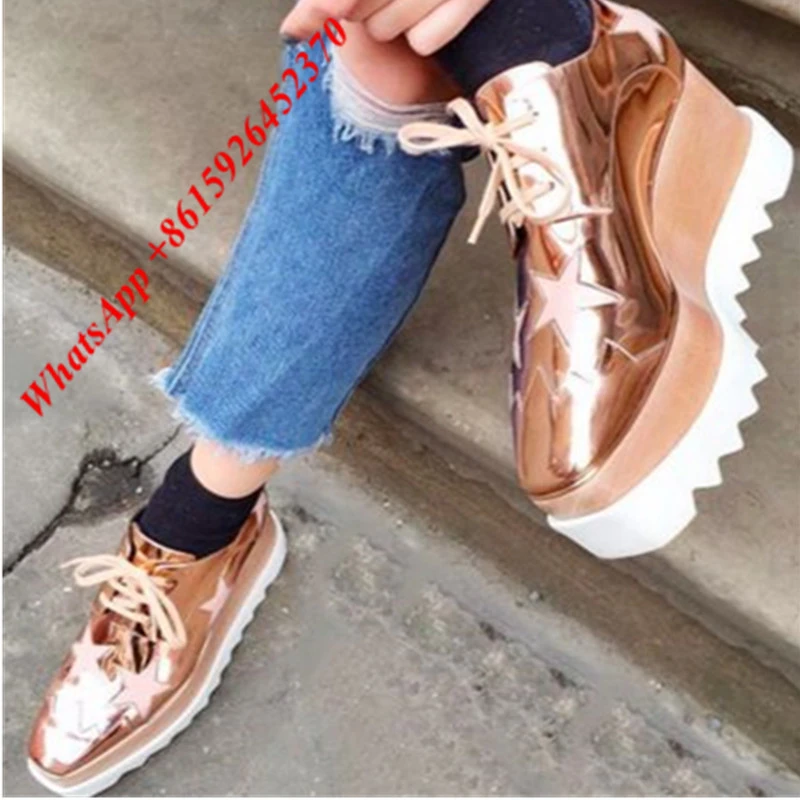 rose gold platform oxfords