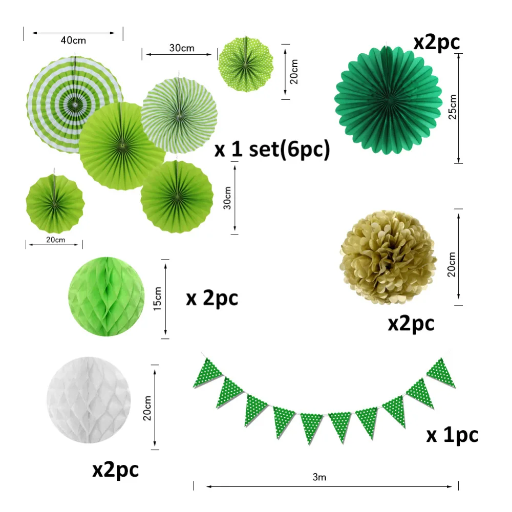 15 шт., бумажный Набор для украшения Дня Святого Патрика, бумажная розетка, веера, соты, шар, Вымпел, флаги, баннер, свадьба, день рождения, вечеринка