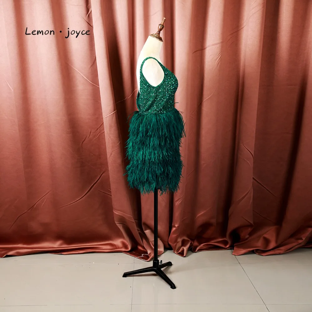 Коктейльное платье зеленого цвета Lemon joyce роскошное мини с открытой спиной и v