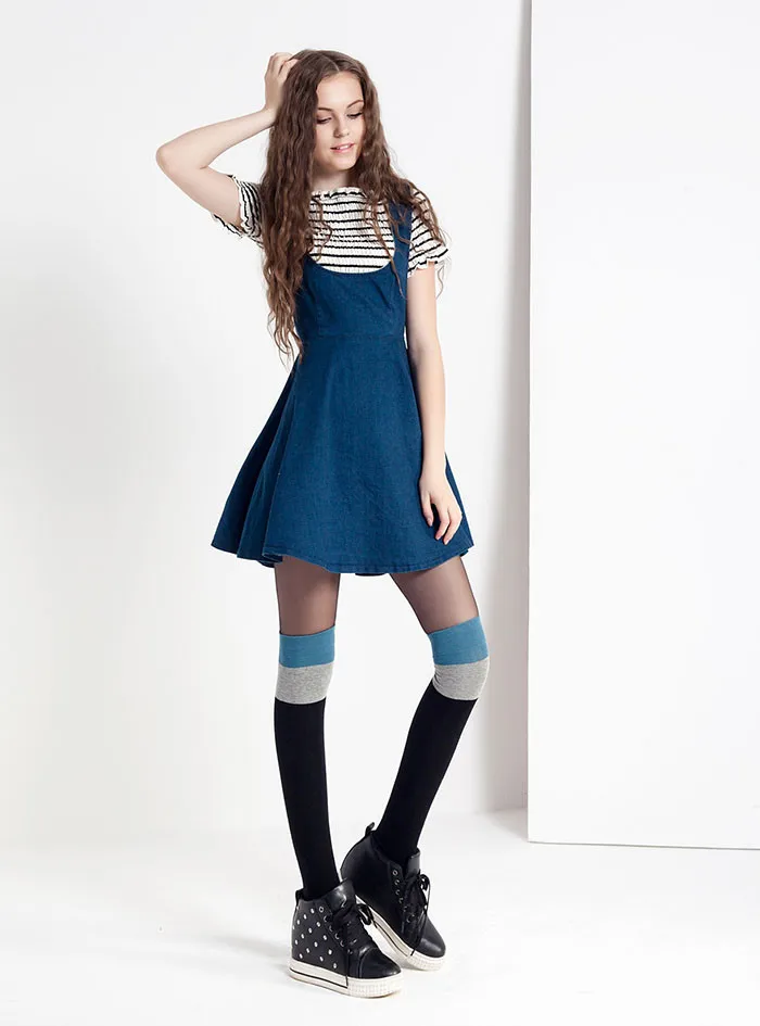 

Free Shipping Women Two Striped Stockings Good Quality Knee High Stocking Stockings Hot Sale