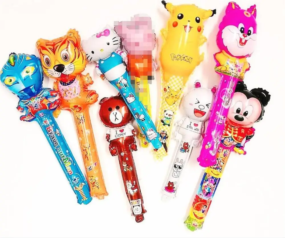 

Good quality 10pc/lot Cartoon animal air balloon clapper inflatable foil balloon for Party decoration hand stick balloon
