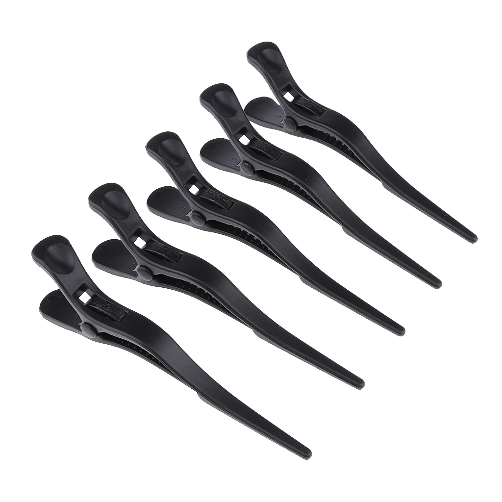 5 Pieces Plastic Hair Clamps Sectioning Hair Clip Beauty Salon Hair Styling Tool DIY Accessories - Black / Gray