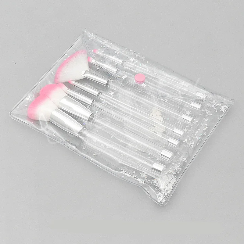 Сделай Сам 7 шт пустая ручка Единорог набор кисточек для макияжа кристалл портативный основа смешивание кисть для пудры maquillaje ПВХ сумка