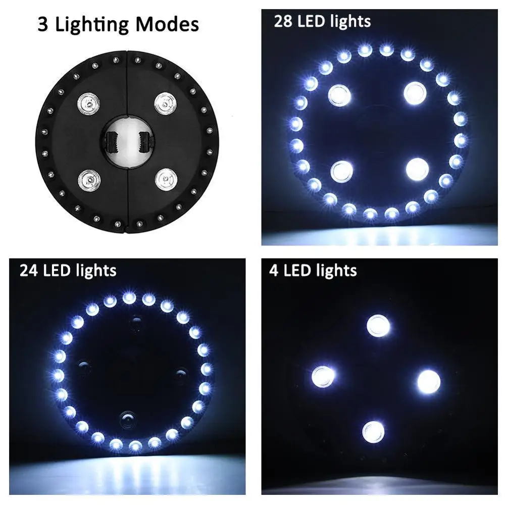 28 LED Night Light 220 lux for Patio Umbrellas 3 Lighting Mode Umbrella Lights Battery Operated Umbrella Pole Light Outdoor Lighting Outdoor Use or Camping Tents Patio Umbrella Lights