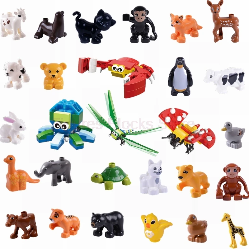 

DIY Legoings Duplo Set Animal Tiger Rabbit Building Blocks Action Figures Model Kids Toy Duploed Legoings Educational toys