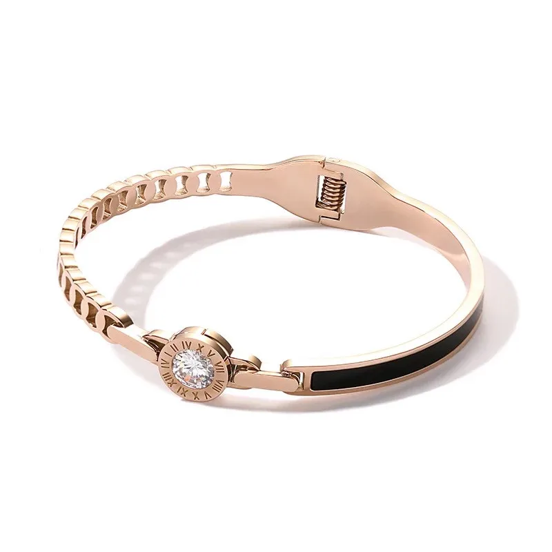 Мода 316, браслет из нержавеющей стали для женщин, розовое золото, кристалл, весенний браслет, ювелирные изделия без содержания никеля для женщин, подарок