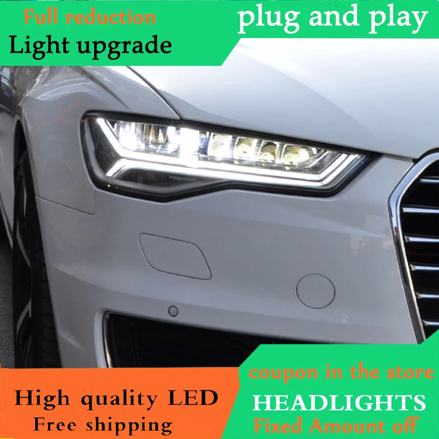 DY_L Авто Стайлинг налобный фонарь для Audi A6 фары Full LED DRL проектор фары Автоматические Уровни все светодиодные фары дневного света