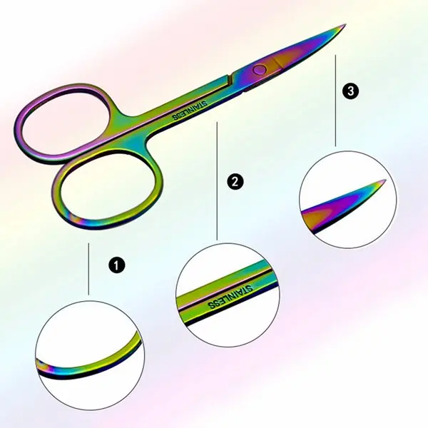 1 шт. из нержавеющей стали Острый Хамелеон изогнутая головка бровей ножницы-триммер для удаления волос на лице маникюр ногтей кутикулы красочные Sc