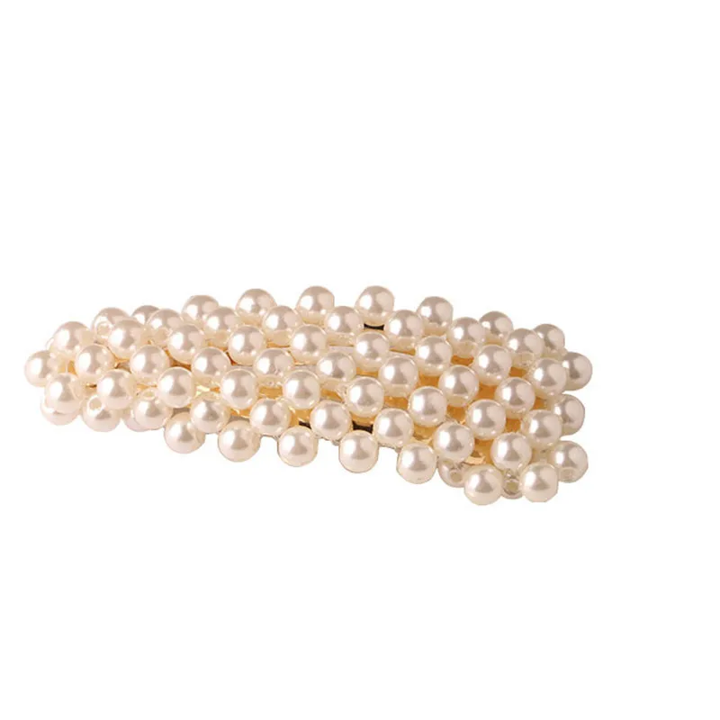 1PC New Fashion Women Pearl Hair Clip Snap Hair Barrette Stick Hairpin Hair Styling Tool Accessories for Women Girls