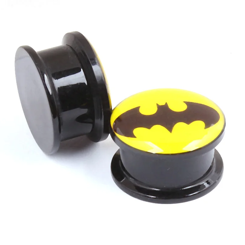 25mm 6mm Dark Knight Batman Screw on Ear Plug Expander Stretcher 