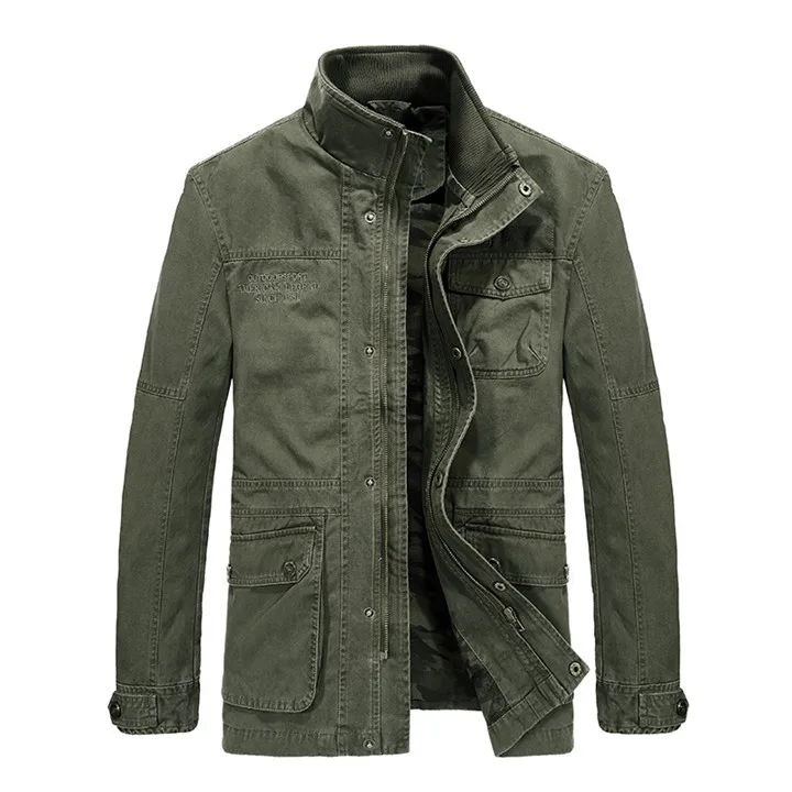 Мужская тактическая куртка со стоячим воротником размера плюс 6XL, повседневное пальто средней длины, Мужская брендовая армейская куртка AFS JEEP - Цвет: ARMY