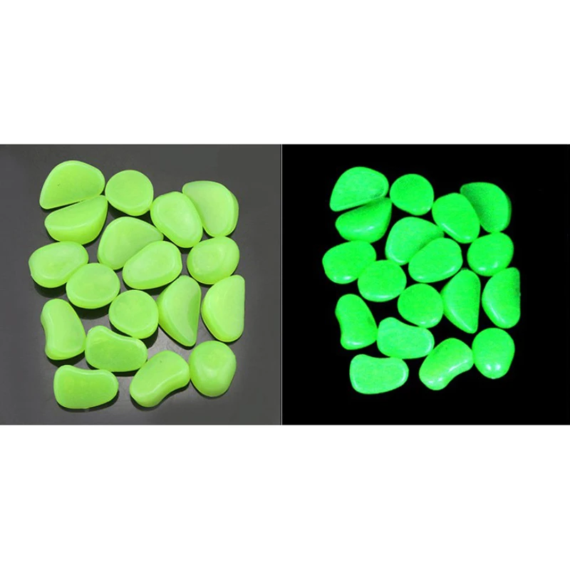 JX-LCLYL 100Pcs Glow in the Dark Pebbles Home Garden Walkway Aquarium Fish Tank Stone