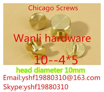 

20pcs 10*5 Luggage Leather Craft Belt Solid Pure Brass Flat Head Chicago Screws Nail Rivet head diameter 4mm
