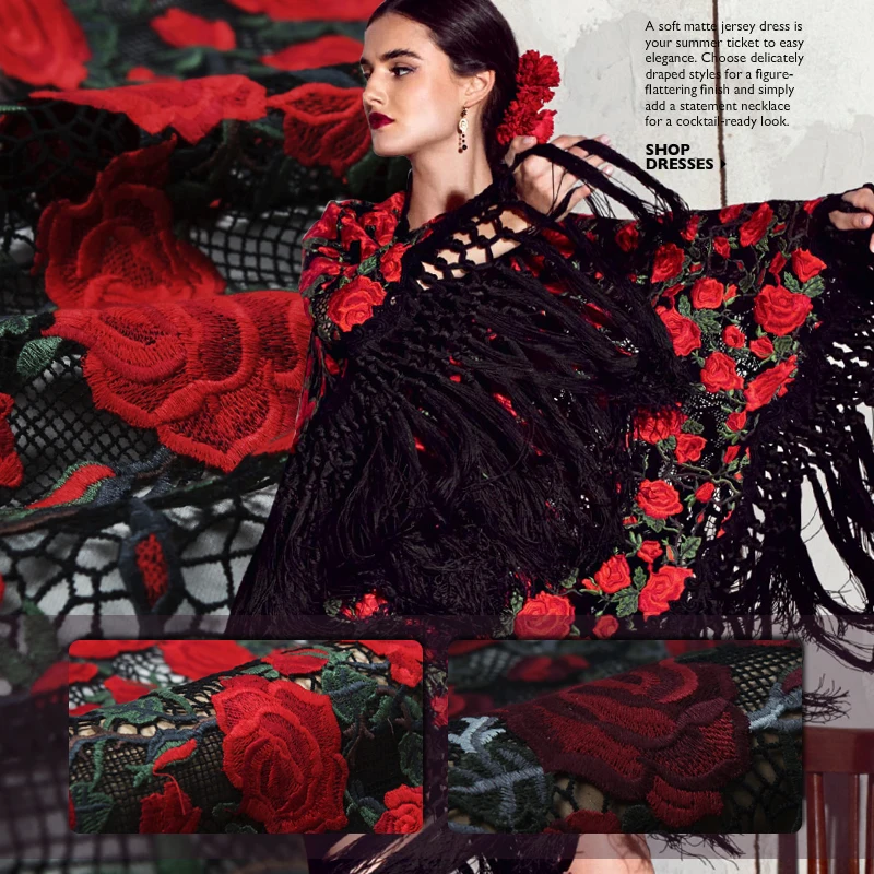 Тяжелая химическая Кружевная Сетка, Цветочная вышивка петелька ткань, ярко-красный цветок розы, шитье, ткань для платья, свадьба, ремесло по двору