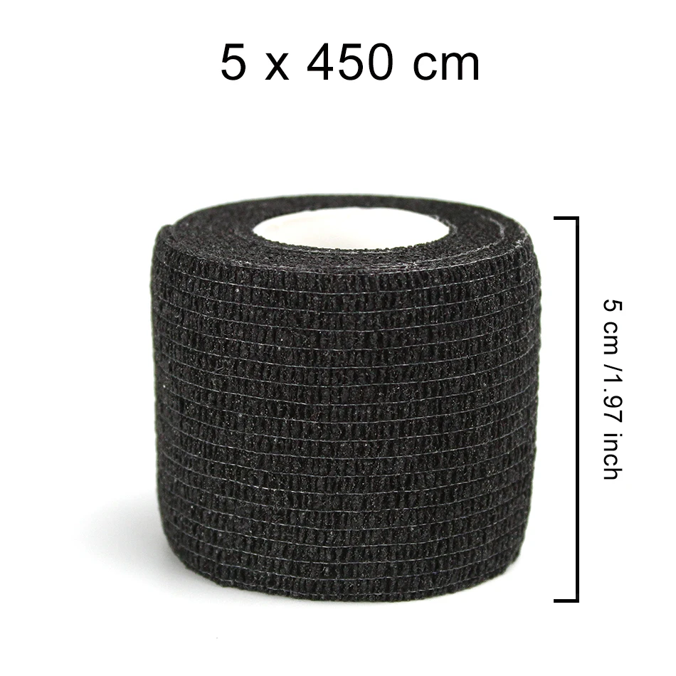 Стоящая 5 см* 450 см самоклеящаяся эластичная лента из нетканого материала, лента для фитнеса, наколенники, поддержка локтя, травмирующая подушка - Цвет: Black