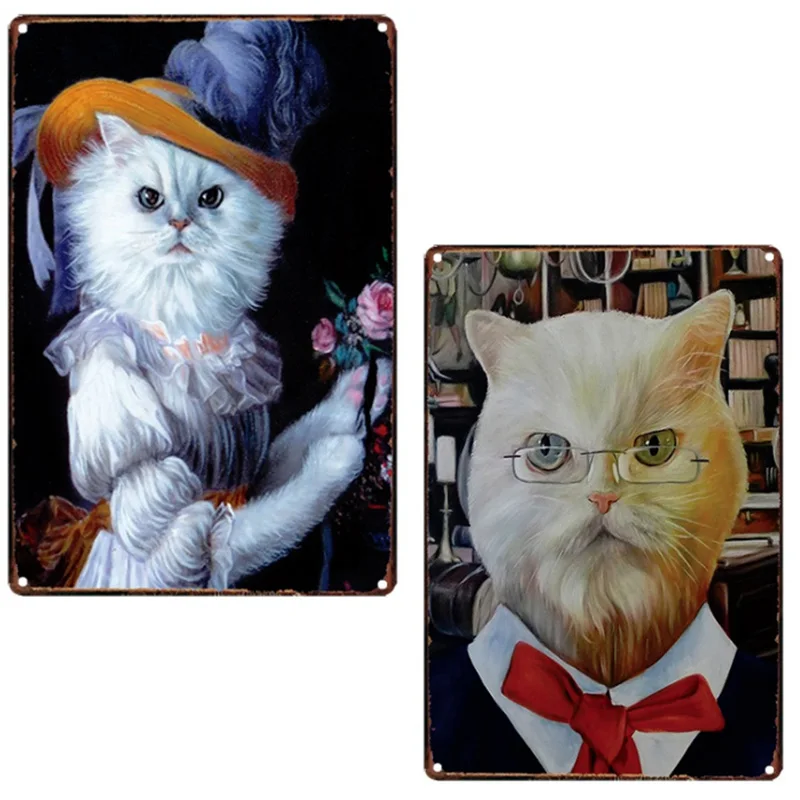 Элегантный металлический плакат в виде кошки потертый шикарный для украшения