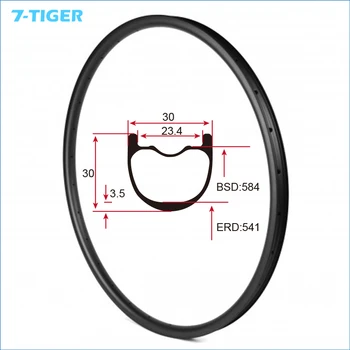 

7-TIGER 27.5ER 30mm Wide Carbon MTB Bike 650B Rims Mountain Bicycle Rims for XC Tubeless Compatible