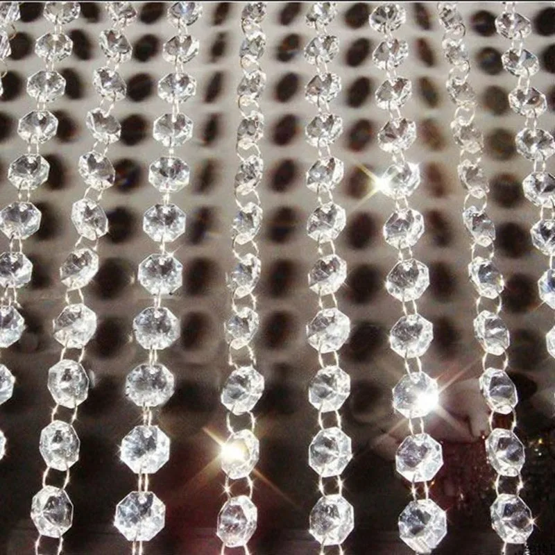 

DIY ,AAA Top quality, Nice 14MM Crystal Octagon Beads Glass Garlands Strands, Crystal beads Curtain,Wedding Decoration(10M)