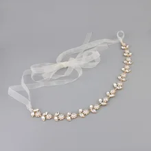 2017 New Arrival Ribbon Wired Clear Crystals and Pearls Wedding Headband Bridal Hair Vine Stuio Hair Accessories Bridesmaids