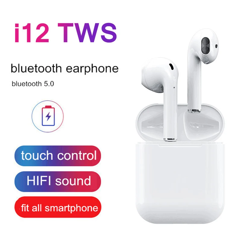 

i12 TWS Mini Headphone Wireless Bluetooth Earphone 5.0 Mini Air Pods Sports Sweatproof True Touch Earbuds Binaural Call Earphone