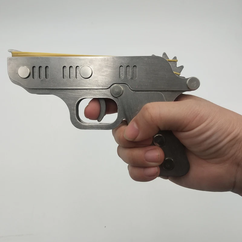 Arma de Brinquedo de Borracha de Aço Esportes ao ar Jogos de Pai-filho Inoxidável Pode Disparada Continuamente Dobrado Livre Brinquedos Interativos 304 Ser 7 304 arma de brinquedo de borracha de