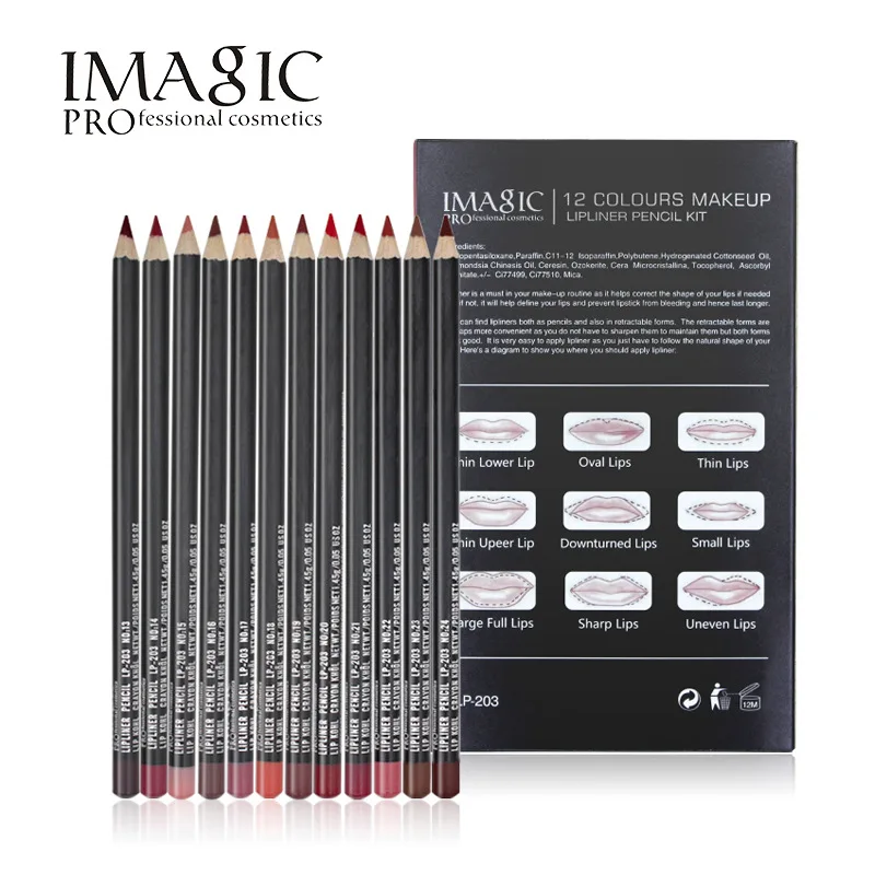 12 шт./лот Imagic 12 видов цветов, стойкий карандаш для губ, набор для макияжа губ, матовая подводка для губ, водостойкие Карандаши для губ #555 12 шт./лот Imagic 12 видов цветов, стойкий карандаш для губ, набор для макияжа губ, матовая подводка для губ, водостойкие Карандаши для губ #555