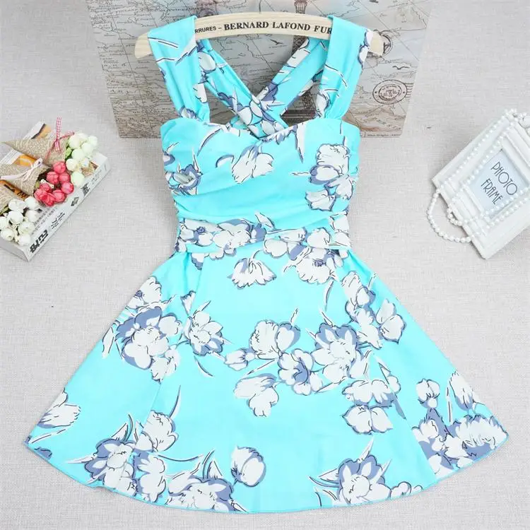 Crop Bandage Skirt Swimsuit Women Sexy Plus Size Swimming Suit Lady One-piece Swimsuit  Gather Chest Swimsuit Beach Wear Dress 3