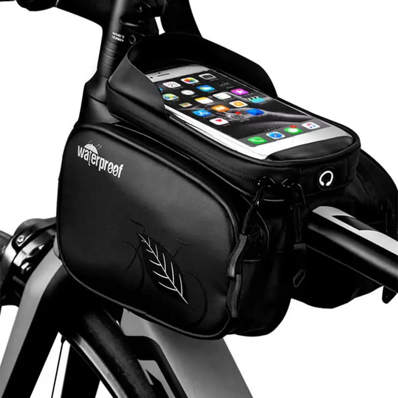 

Waterproof 1L Bike Bag Bicycle Frame Front Head Top Tube Cycling Bag Double Pouch 5.5 Inch Touch Screen Bicycle Bag Accessories