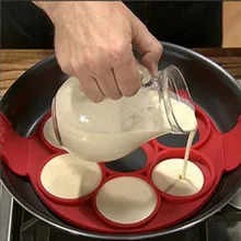 7-отверстие флип завтрак для завтрака с антипригарным покрытием жареными омлет из яиц силиконовый инструмент торта с семи-отверстие для яиц силикагель