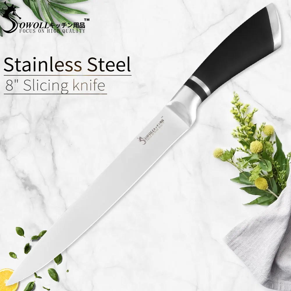 Кухонный нож Sowoll, наборы японских ножей из нержавеющей стали, нож шеф-повара для нарезки хлеба, японский нож для стейка, нож для приготовления фруктов - Цвет: B 8 inch Slicing