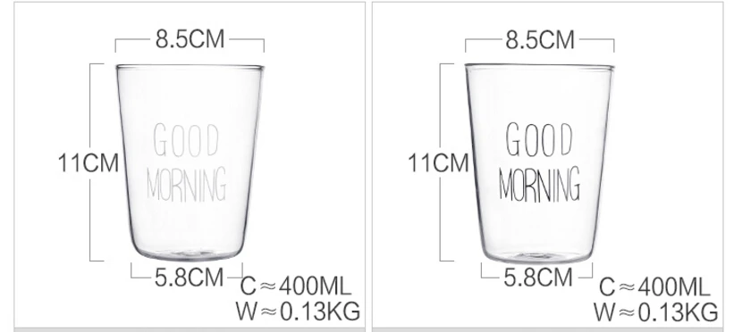 1 шт., с хорошим утренним днем, прозрачная стеклянная чашка для сока, воды, йогурта, молока, стеклянная чашка