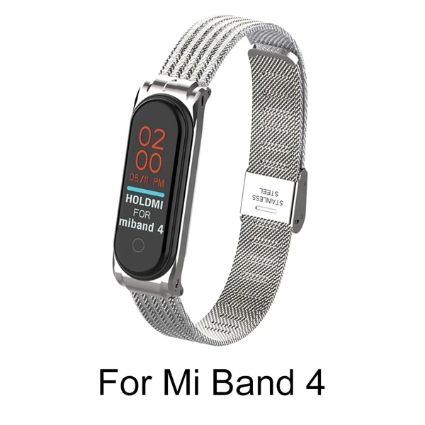 Для Xiaomi mi band 4 металлический ремешок из нержавеющей стали для mi Band 4 ремешок с пряжкой для Xiaomi mi Band 3 аксессуары браслет - Цвет: Mi 4 Wave Silver