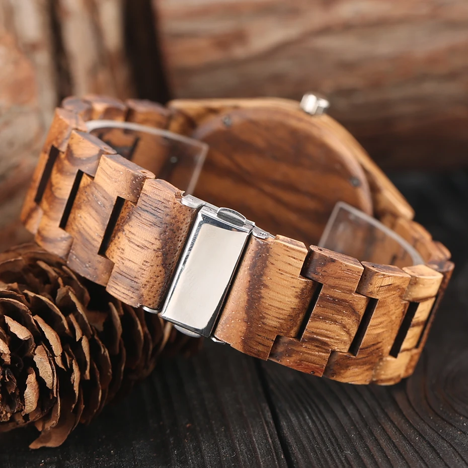 Luxury Natural Handmade Wood Watch Minimalism Top Gift Analog Coffee Maple Men Full Wooden Bangle Hours Clock relogio de Madeira 2018 (10)